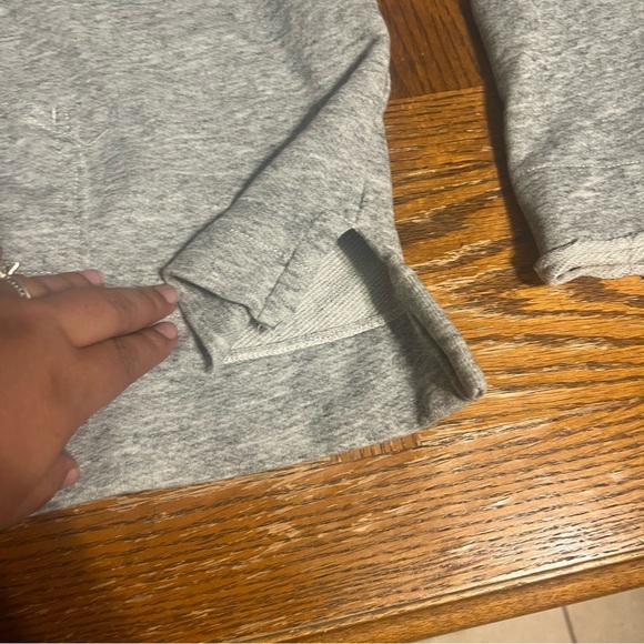 Alex Mill V-Neck Terry Cloth Long Sleeve High Low Cropped Hoodie in Gray Sz L - Picture 12 of 16